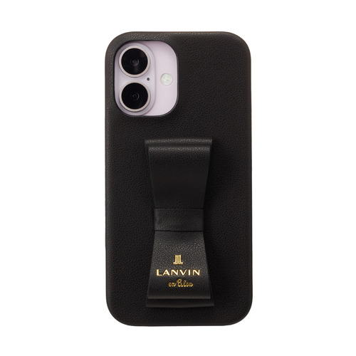 LANVIN en Bleu LBBLKSRIP2461 Slim Wrap Case Stand & Ring Ribbon for iPhone16 Black