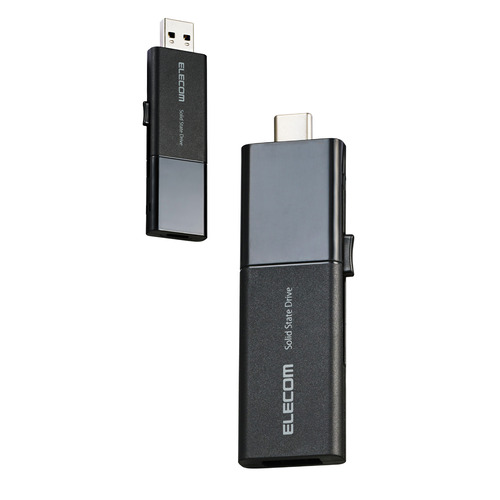 エレコム ESD-EWB0500GBKR 外付けポータブルSSD 500GB USB Type-C USB-A対応 ブラック