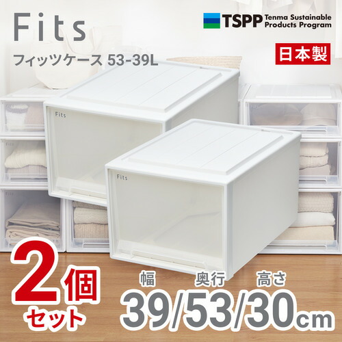 天馬 フィッツケース 5339L 2個組 高さ30cm 収納ケース クローゼット Wクリア