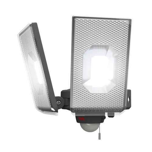 ムサシ LEDAC2050 12.5W×2灯スライド型LEDセンサーライト コンセント式 グレー 5,937円