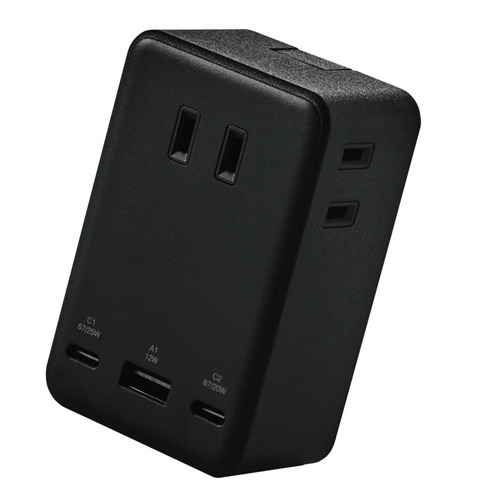 エレコム T-U09-3AC2BK コンセント直挿しUSBタップ(AC3口＋67W／USB-A×1+USB-C×2)
