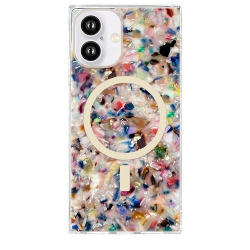 Flaunt FT056904 Square MagSafe Case for iPhone 16  Rainbow Confetti Tortoise Shell