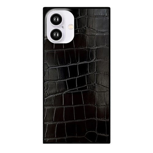 Flaunt FT056906 Square MagSafe Case for iPhone 16  Black Crocodile Faux leather