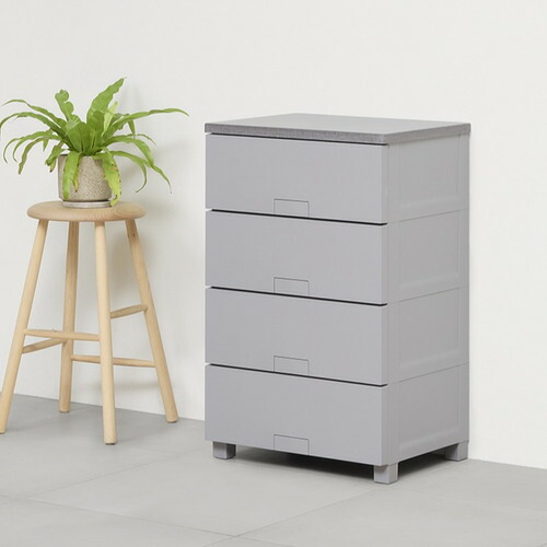 【期間限定大特価】天馬 Fits フィッツチェスト フルフラット 5504 幅55cm 4段 ロック付き スムーズな引出し 収納 タンス 完成品 グレー