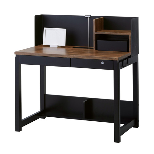 くろがね工作所 TheDESK 学習デスク 幅100.4cm 前面スチールパネル付 ブラウン／ブラック KSD-26CD