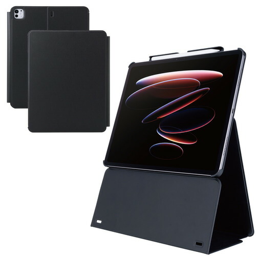エレコム TB-A25PLWVH2BK iPad Pro ケース 13インチ ( M4 ) カバー Apple Pencil収納 フリーアングル スタンド ブラック