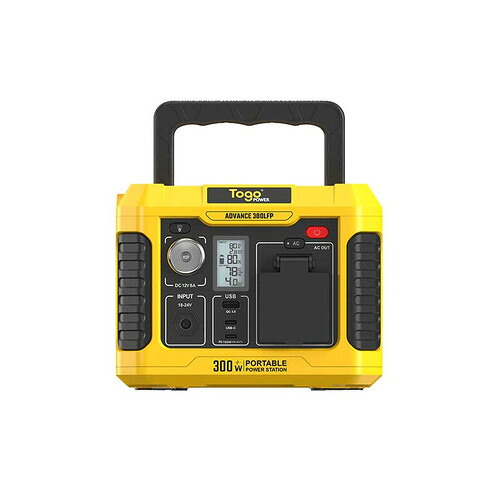 コンピューケース・ジャパン AD380LFP TOGOPOWER ポータブル電源 ADVANCE380LFP 角形リン酸鉄リチウム採用 300W イエロー