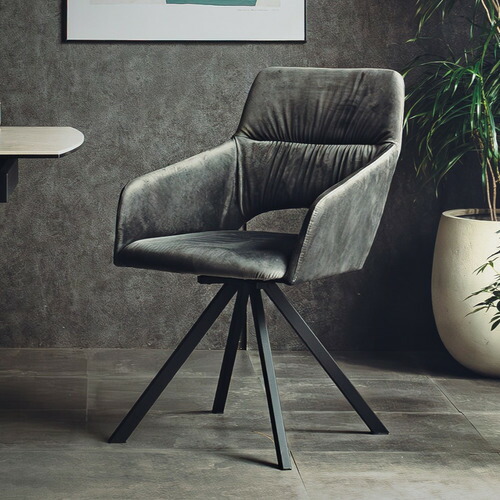 東馬(Tohma) UPTown 364 DAVIS(ダヴィス)spin chair 回転チェア ファブリック 幅56×奥行60×高さ84cm ブラック
