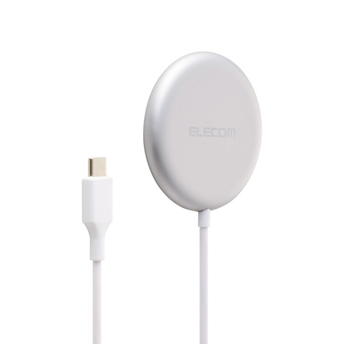 エレコム W-MA11SV ワイヤレス充電器 Qi2 25W マグネット式 ズレにくい USB-Cケーブル一体1.5m シルバー