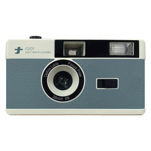 ナカバヤシ CAM-F201BL フィルムナカメラ half ハーフフレームカメラ 閃光電球積み上げる ハンドストラップ付 青碧