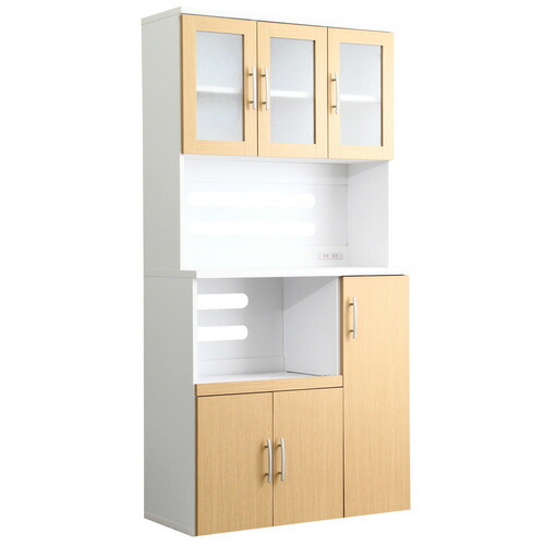 ホームテイスト PST-1890--NA---LF2 ツートン食器棚【パスタキッチンボード】(幅90cm×高さ180糎手合い) 自然的