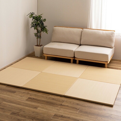 萩原 【6枚組】い草風置き畳 おぼろ 約82×82×2.5cm ベージュ|ヤマダ電機 店