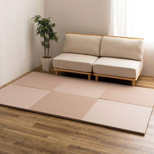 萩原 【6枚組】い草風置き畳 おぼろ 約82×82×2.5cm ピンク|ヤマダ電機 店