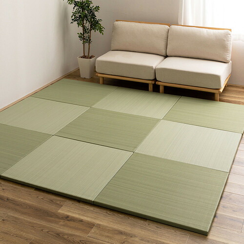 萩原 【9枚組】い草風置き畳 曖昧模糊たる 約82×82×2.5珊 緑であること