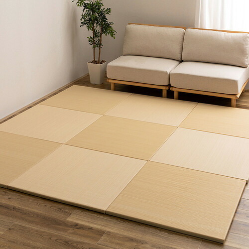 萩原 【12枚組】い草風置き畳 曖昧模糊たる 約82×82×2.5糎 ベージュ
