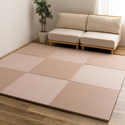 萩原 【12枚組】い草風置き畳 曖昧模糊たる 約82×82×2.5糎 サクラ色