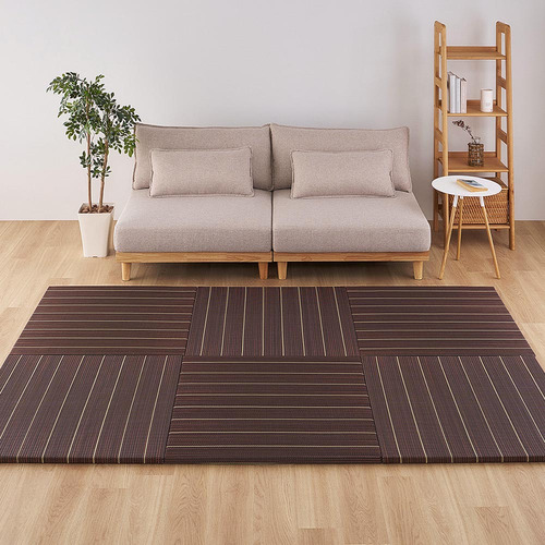 萩原 【6枚組】置き畳 凛 約82&times;82&times;2.5cm ブラウン｜ヤマダ電機　店