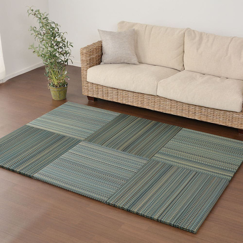 萩原 【6枚組】置き畳フラッタ 王騎 約65×65×2.5cm ブルー|ヤマダ電機 店