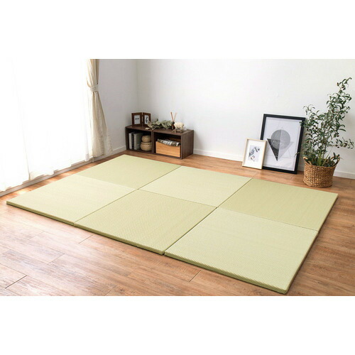 萩原 【6枚組】い草風置き畳 綾模様 約65×65×2.5cm グリーン|ヤマダ電機 店