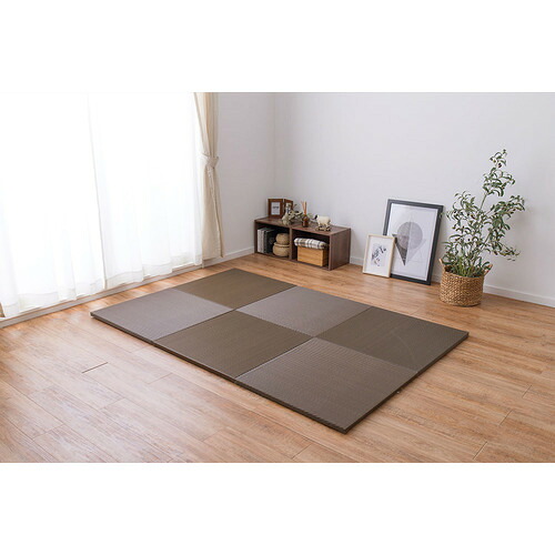 萩原 【6枚組】い草風置き畳 綾模様 約65×65×2.5cm ブラウン|ヤマダ電機 店