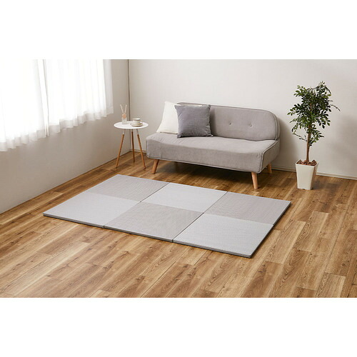 萩原 【6枚組】い草風置き畳 綾模様 約65×65×2.5cm ライトグレー|ヤマダ電機 店