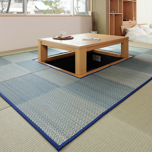 萩原 掘りごたつ相応うい草引っ敷き 約191×300糎 青色