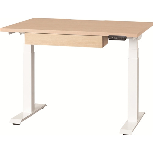 小島工芸 電動昇降デスク 幅100cm 61cmから126cmまで高さ設定可能 引き出し付 C1EC100X60CNWH｜ヤマダ電機　店