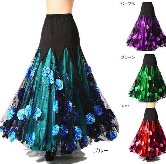 社交ダンススカート　パーティー　レッスン　紫　豪華なスパンコール付　裏地付 imgrc0075171256.jpg