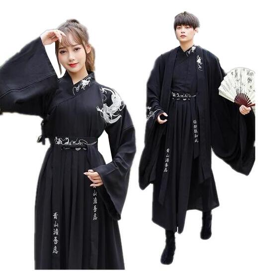 男女兼用漢服唐装 2点セット/3点セット　龍柄刺繍　カップル中華振袖ｔシャツ+ロング丈スカート　羽織コート　振袖中華古風コスプレ衣装　メンズレディース漢服　チャイナ舞台ステージ服　ハロウィン　クリスマス仮装変装イベント学園祭