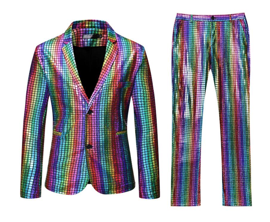 楽天市場】メンズスーツ2点セット チェク柄スーツ 舞台 ダンス衣装