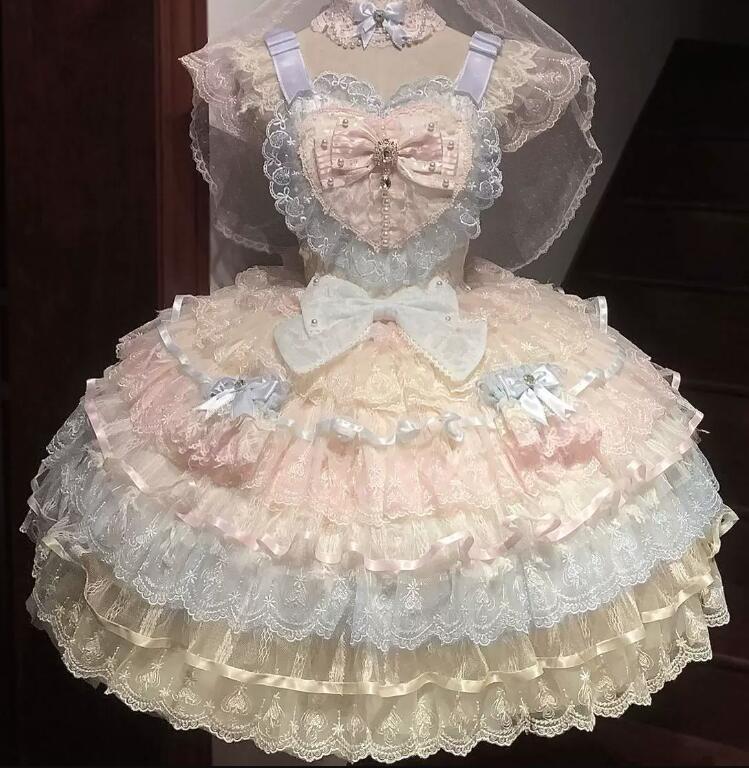 ロリータ 御召しもの 重ね重ねロリータ衣裳 4色 レディース ロリータジャンパースカート  好いたらしい 妃殿下 御召しもの  シュロの葉 スピード競技Lolita Dress森御嬢さん キャミソール ゴスロリ 日系うしろ帯中高生 ハロウィン コスプレコスチューム