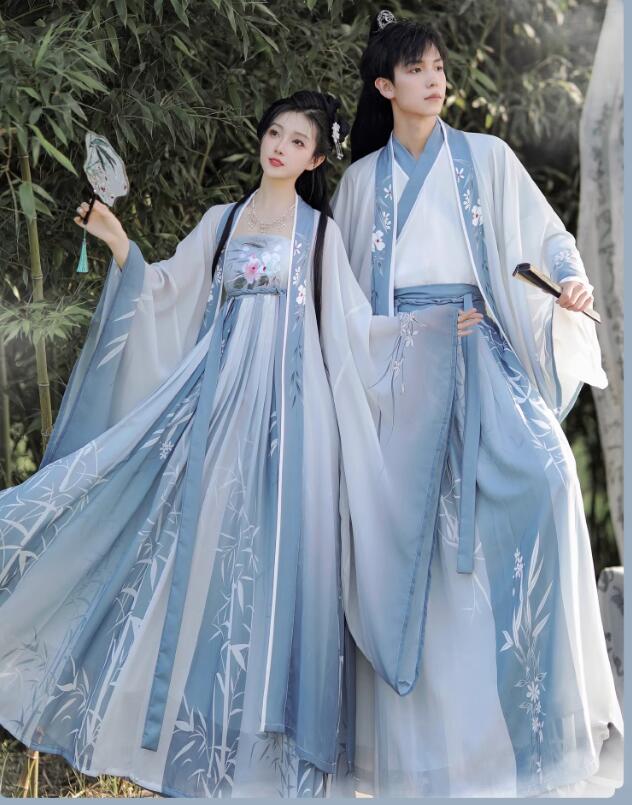 男女兼用漢服唐装　花刺繍 2点セット/3点セットロング丈羽織コートカッコイイカップル中華振袖漢服ｔシャツ+ロング丈スカート　ワンピース 振袖中華古風コスプレ衣装メンズレディースチャイナ舞台ステージ服　ハロウィン　クリスマス仮装変装イベント学園祭 S/M/L/XL