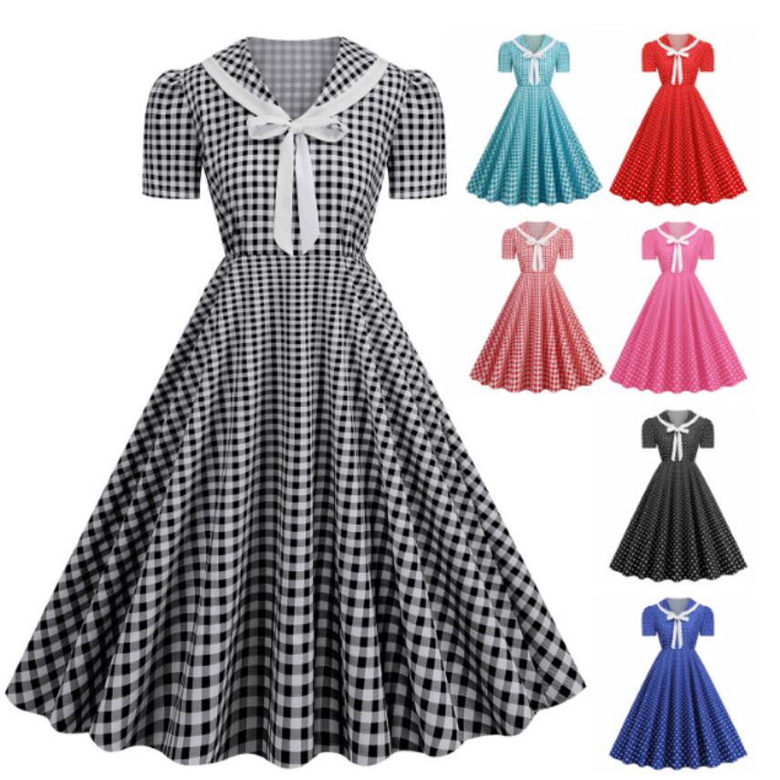 パーティ ドレス 半袖 ワンピース 水玉 ドット 共ベルト レトロ Amazon.co.jp: [Povozer] レトロワンピース 1950Sロカビリー V