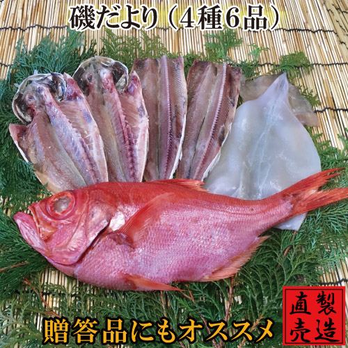 楽天市場 磯だより 旬の干物セット 4種6品 送料無料 真あじ サンマ塩干し 又は えぼだい 金目鯛ひもの いか一夜干し 製造直売 無添加 海産物 伊豆 山田屋 御祝 御礼 内祝 ギフト 贈答品 伊豆 山田屋海産 楽天市場店