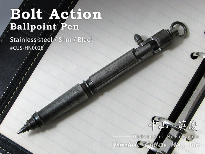楽天市場 中山 英俊 作 ボルトアクション ボールペン 新 ステン黒染スリム Hidetoshi Nakayama Bolt Action Ballpoint Pen Black 世界のナイフショールーム 山秀