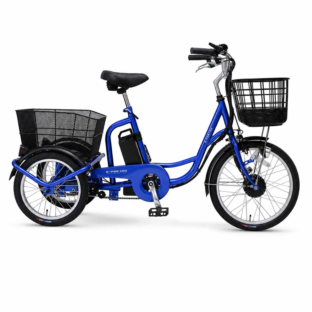 E-PARTON イーパートーン 電動アシスト 三輪自転車 サファイアブルー スチールフレーム シニア向け自転車 介護 低床自転車 大型ペダル｜岡松薬局