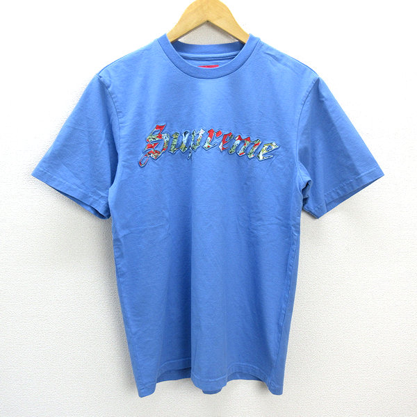 y■21AW■シュプリーム/SUPREME Flloral Applique S/S アップリケTシャツ■水色【メンズS】MENS【新品】 8,833円