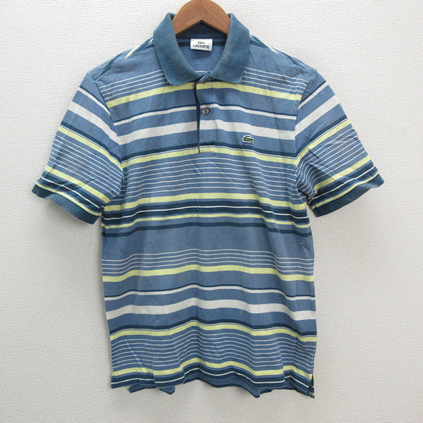 新品 4サイズ ラコステ 日本製 ボーダー コットン 鹿の子 半袖 ポロシャツ 美品 定番 LACOSTE ラコステ ボーダー 半袖 鹿の子 ポロシャツ