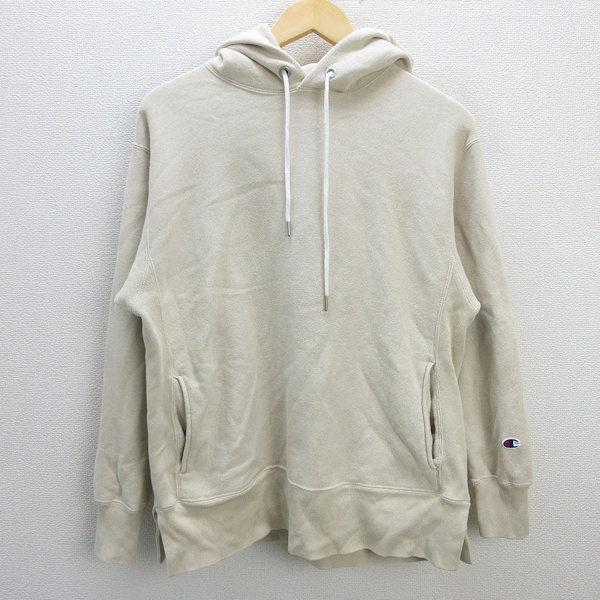 Q■チャンピオン/CHAMPION リバースウィーブ スウェットパーカ■ベージュ【メンズM】MENSアメカジ/4【中古】