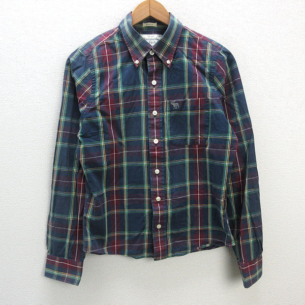 アバクロンビー&フィッチ 90s 長袖開襟チェックシャツ　緑Lゆるだぼ古着 アバクロンビー&フィッチ 90s 長袖開襟チェックシャツ 緑Lゆるだ
