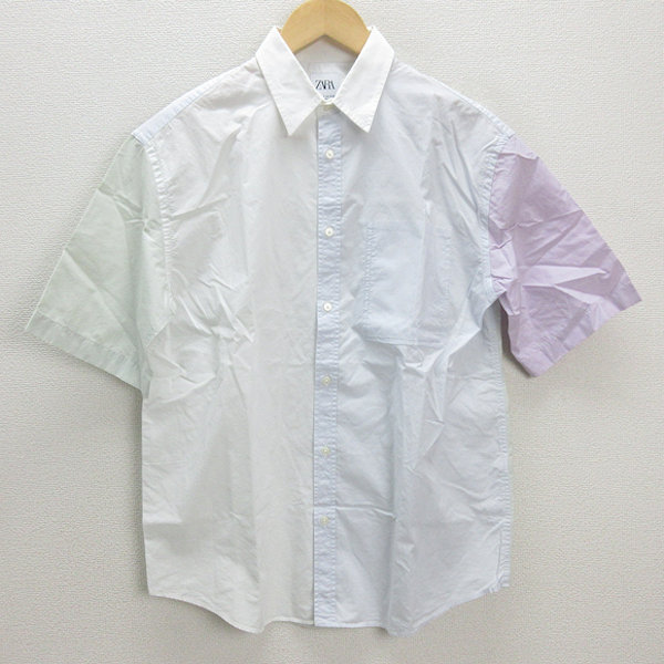 ZARA ザラ 半袖シャツ サイズXL R-6321 a□ザラ⁄ZARA 無地 ストレッチ 半袖シャツM紺⁄MENS⁄54