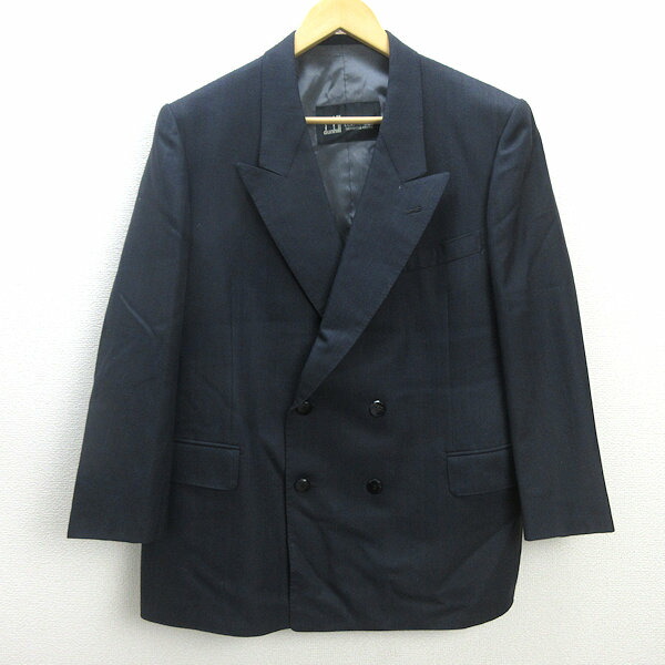 ダンヒルdunhillカシミヤ100%シングルテーラードジャケット48ネイビー ダンヒルdunhillカシミヤ100%シングルテーラードジャケット48