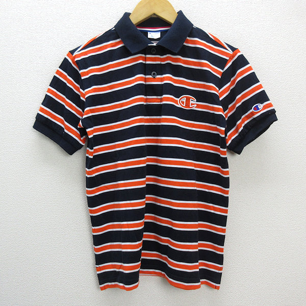 楽天市場 チャンピオン Champion ボーダー柄 半袖ポロシャツ M 紺 橙 Mens 86 中古 マニライズ