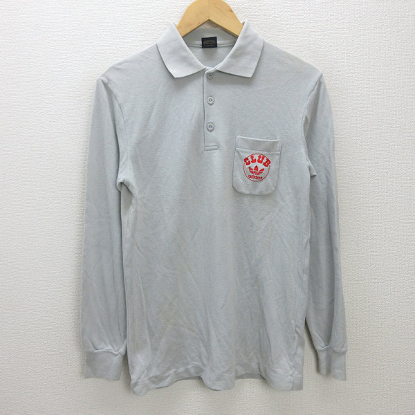 G■80s■クラブアディダス/CLUB adidas 長袖ポロシャツ/デサント製【L】灰/men's/86【中古】■