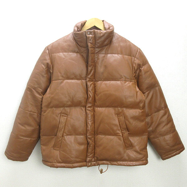 H■ライトオン/Right-on 豚革 ピッグレザーダウンジャケット【M】茶/MENS■34【中古】｜マニライズ