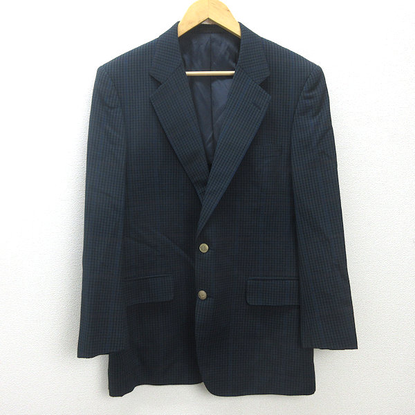 K■オールドバーバリー/BURBERRYS ギンガムチェック柄 2Bテーラードジャケット【98-88-175 AB6】濃緑系/MENS■7【中古】