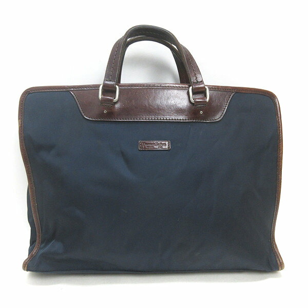 t■伊製■バーニーズニューヨーク ダニエル＆ボブ/DANIEL BOBナイロン ブリーフケース■紺/BAG/25【中古】