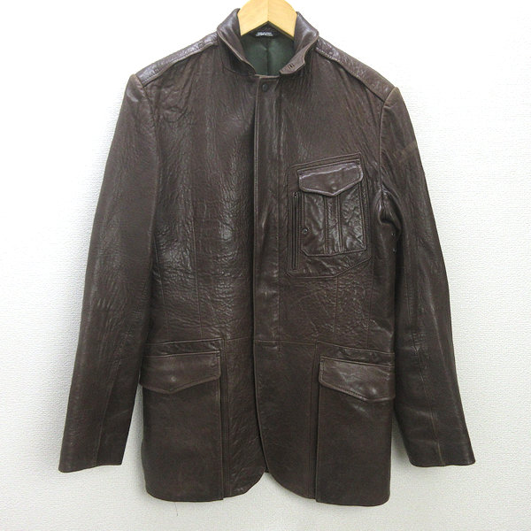 K■ヴィクトリノックス/VICTORINOX 羊革 ラムレザージャケット【46/36】茶/MENS■22【中古】