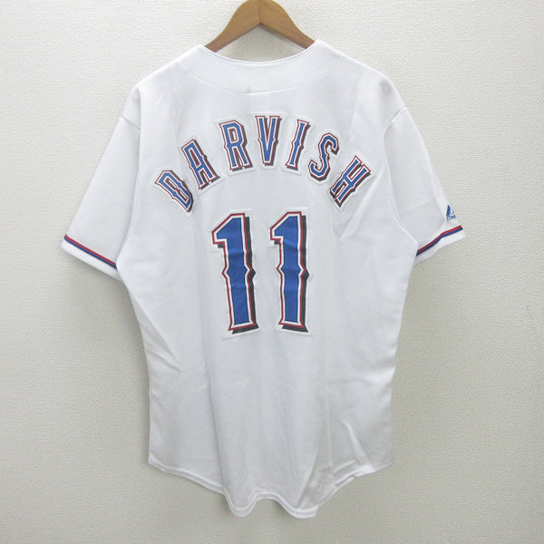 t■USA製■テキサスレンジャーズ/TEXAS Majestic 6700 レプリカユニフォーム■白【LG】MLB/men\u0027s/4【中古】
