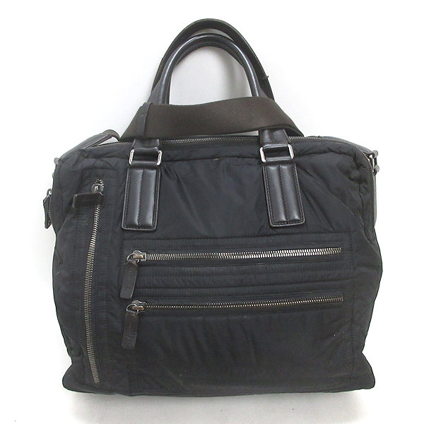 t■イタリア共和国製■トッズ/TOD’S 2WAYナイロンブリーフケース/ショルダーバッグ/BAG■黒/35【中古】